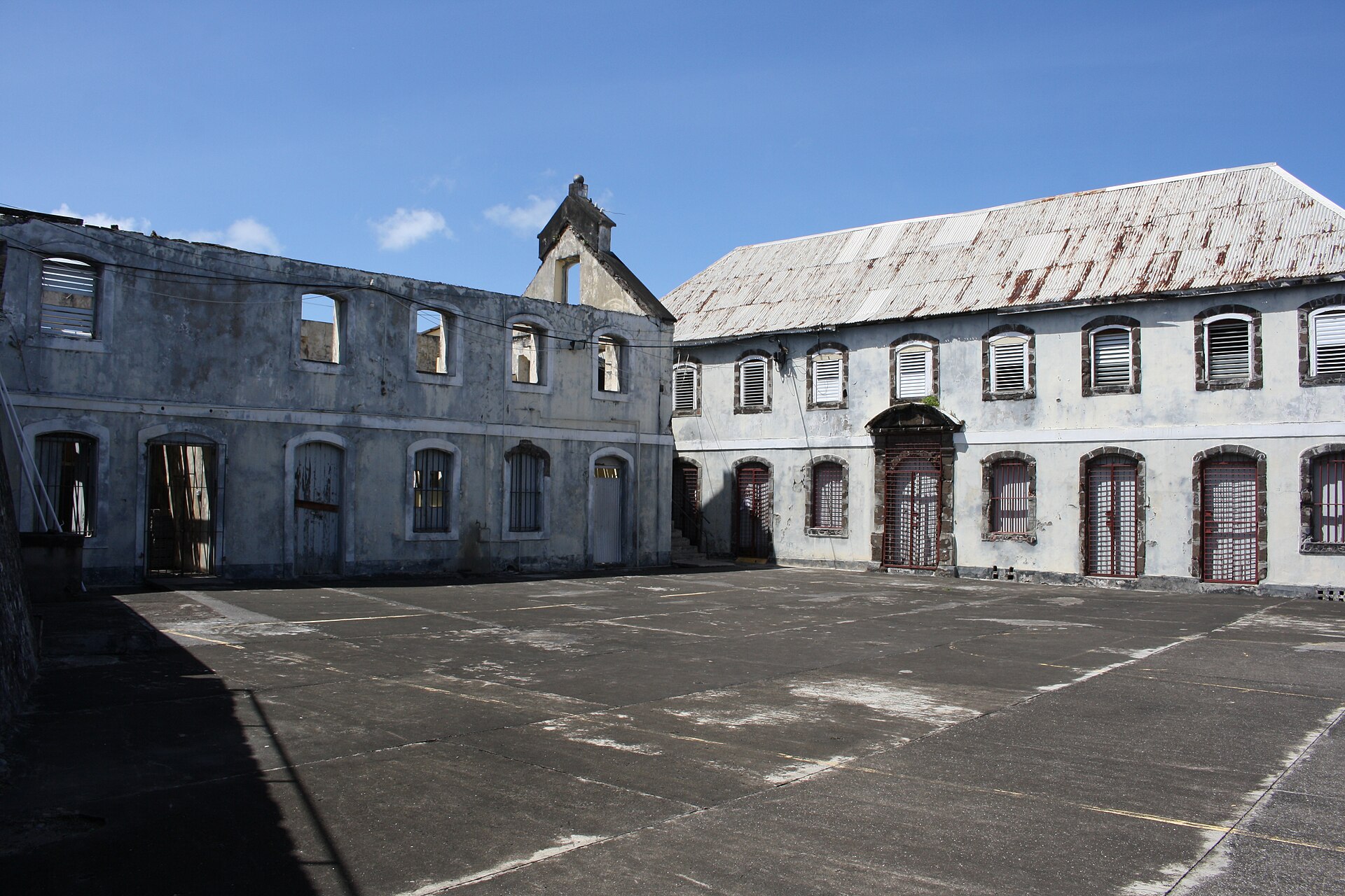 The stone courtyard inside Fort George above St. George's, Grenada