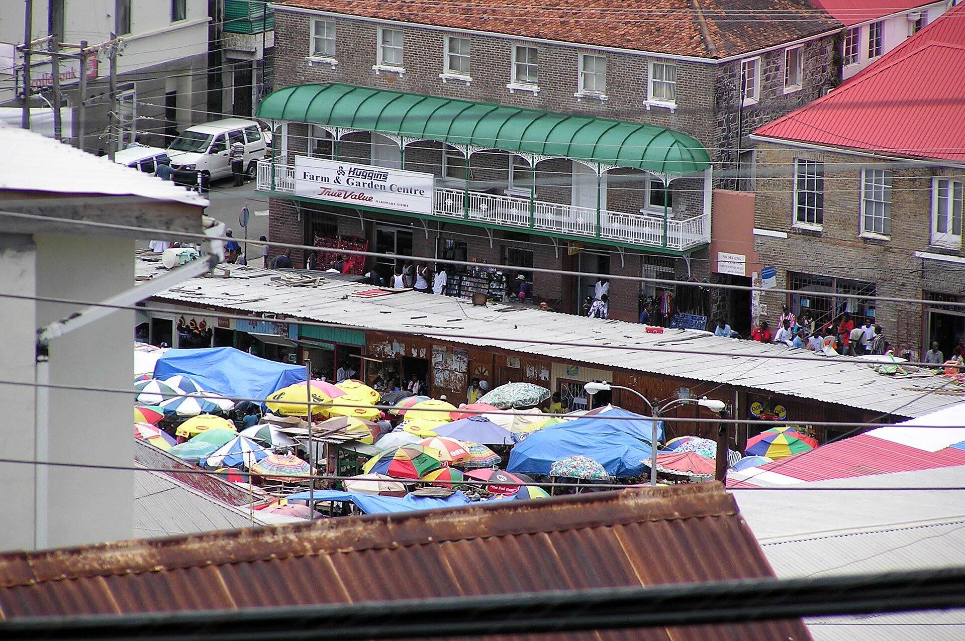 A view across the rooftops and waterfront of St. George's, Grenada