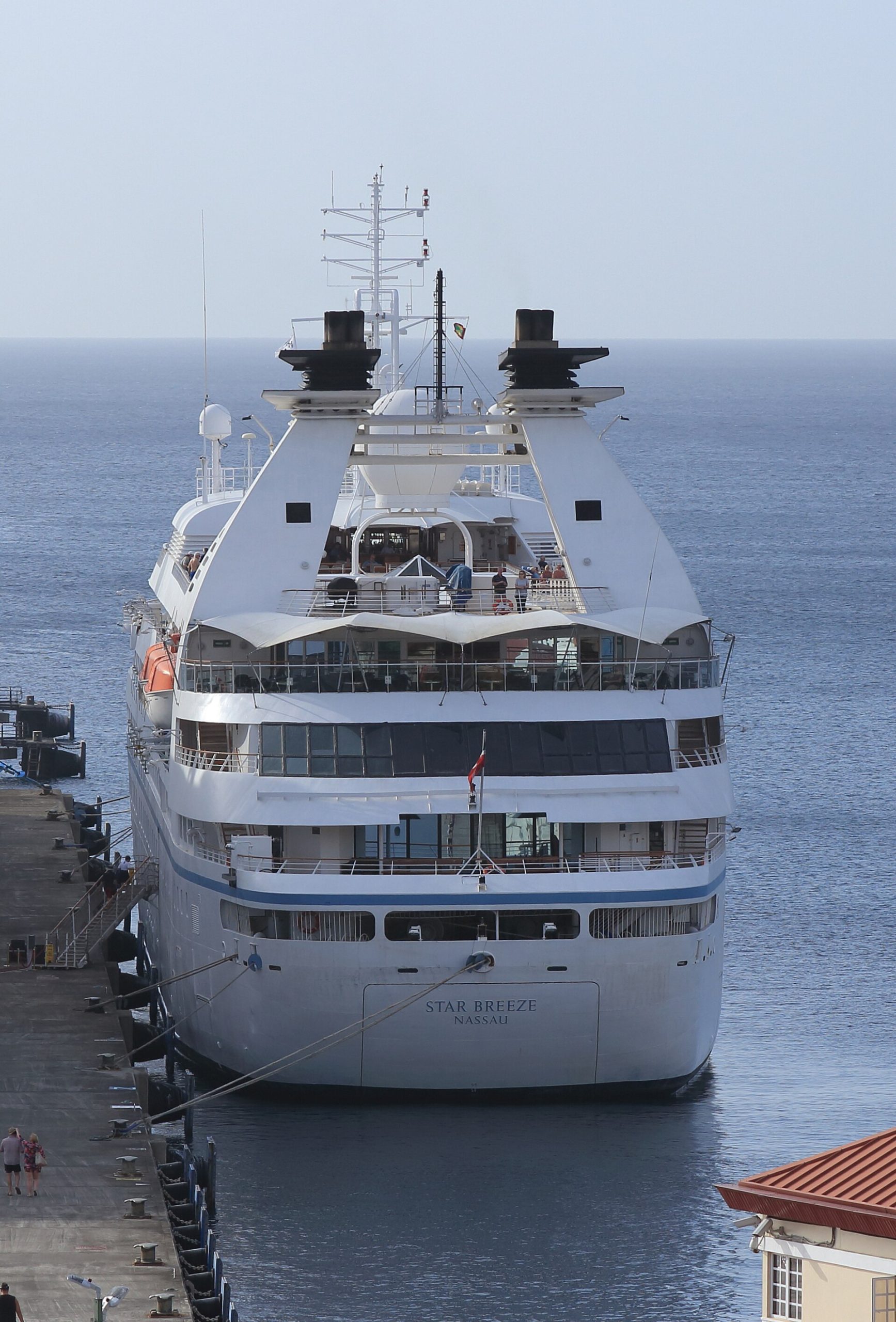 A smaller cruise vessel docked at St. George's, Grenada